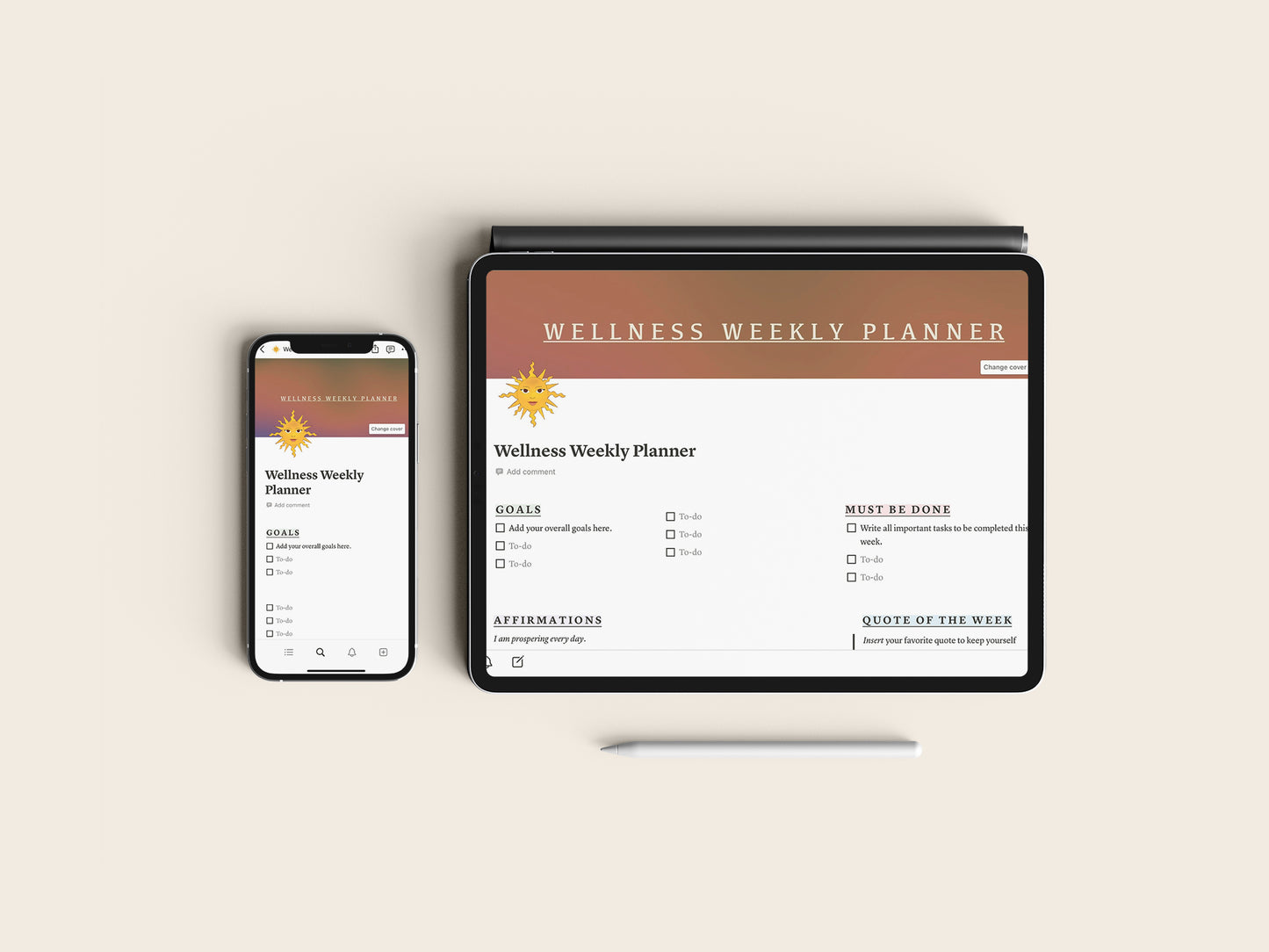 Wellness Weekly Notion Planner Template